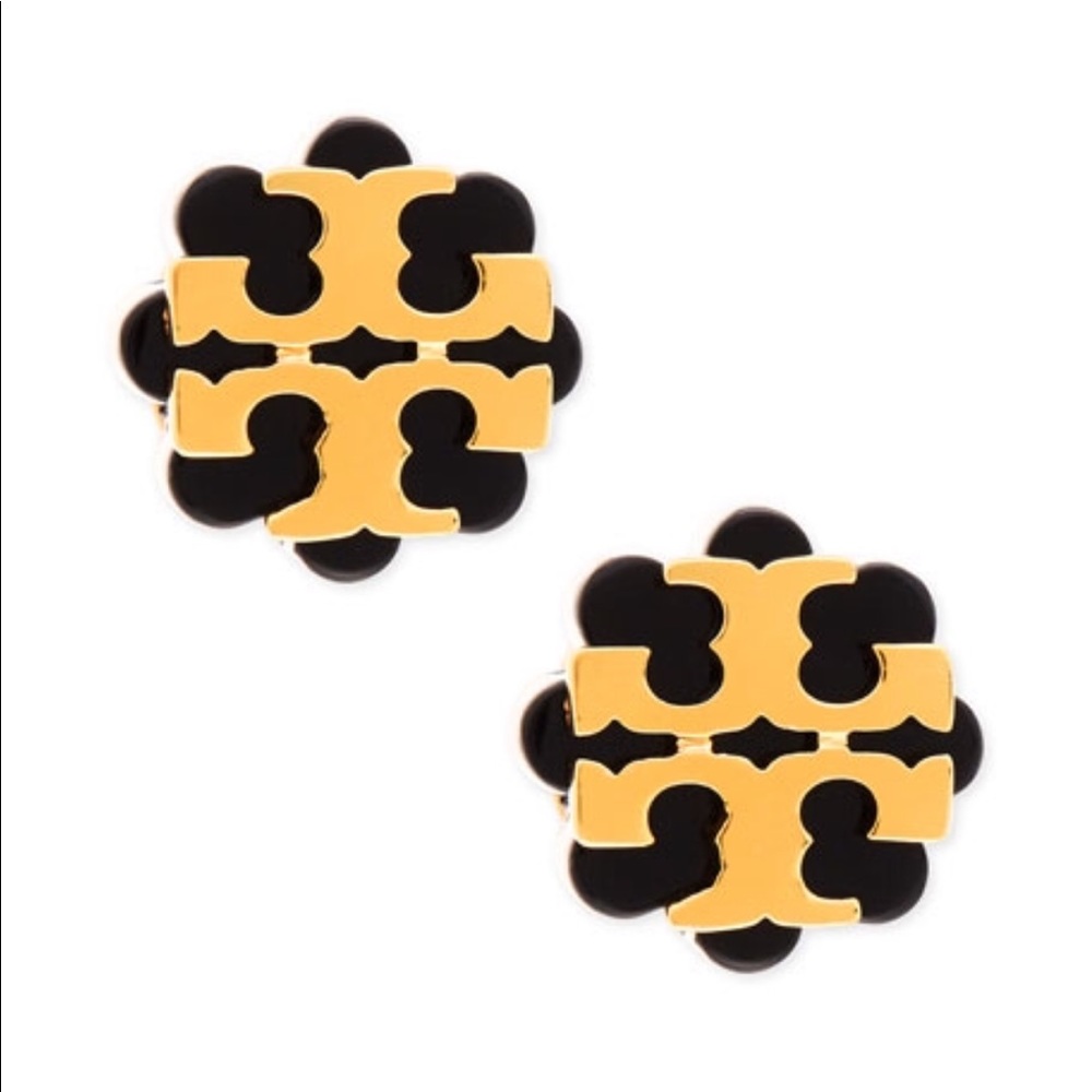 Authentic Tory Burch Flower Resin Logo Earrings